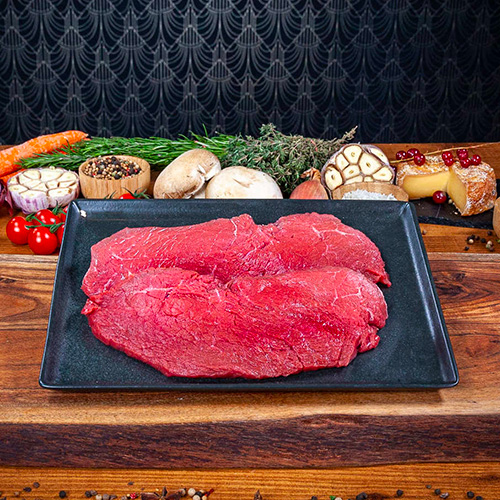 2 tranches de steak de rumsteak crues