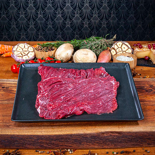 Deux steak de bavette de boeuf crues