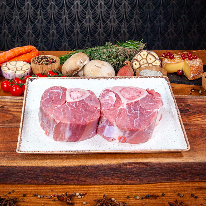 deux tranches de jarret de veau crues
