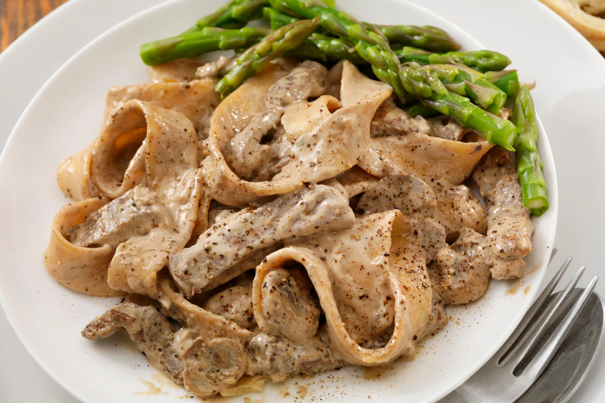 Des émincés de bavette de boeuf façon stroganoff