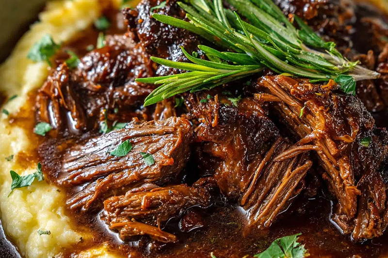 Un plareon de boeuf confit qui s'éfiloche