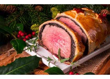 Bœuf Wellington aux champignons et sa sauce au foie gras