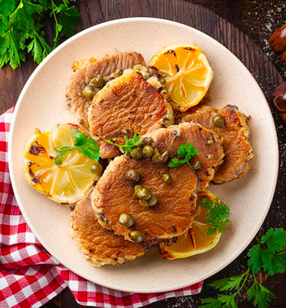 Escalopes de veau au citron et aux câpres