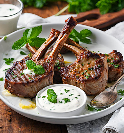 Côtelettes d’agneau à la menthe et au yaourt