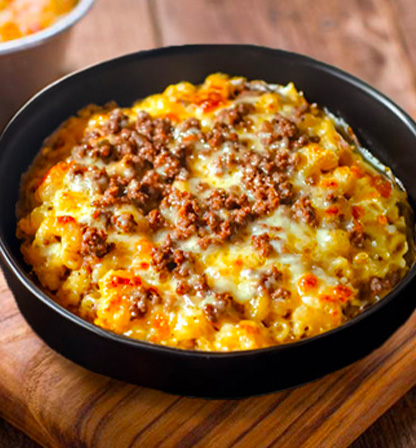 Coquillettes maison au fromage fondant et viande hachée